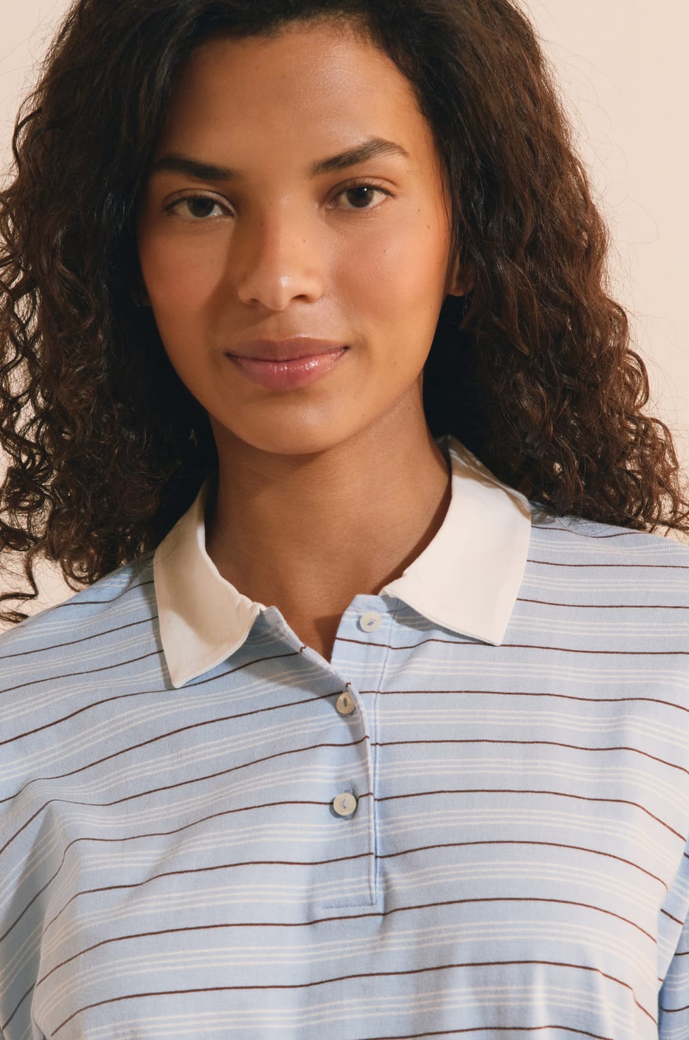 T-shirt manches longues &agrave; rayures en coton;${refinementColor}