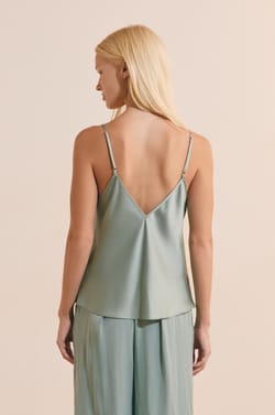 Top de pijama de sat&eacute;n con encaje;${refinementColor}