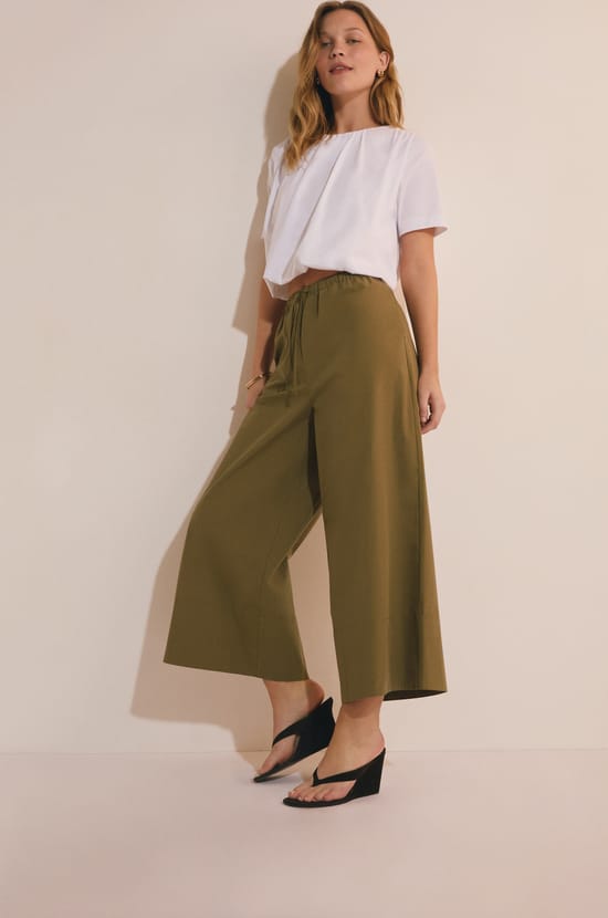 Pantalon &eacute;lastiqu&eacute; en coton;${refinementColor}