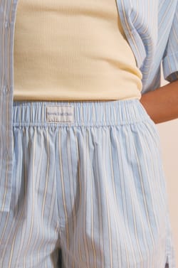 Short de pyjama en coton &agrave; rayures;${refinementColor}