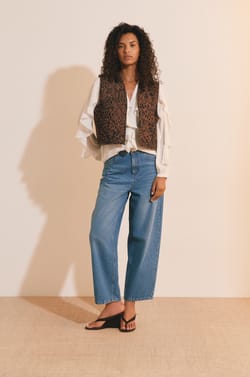 Gilet sans manches en coton &agrave; motifs;${refinementColor}
