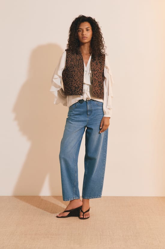 Gilet sans manches en coton &agrave; motifs;${refinementColor}