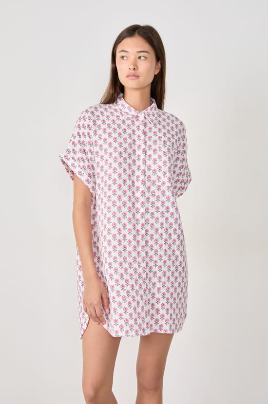 Chemise de nuit à imprimés en coton;${refinementColor}