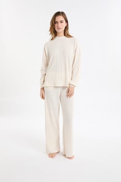 Sudadera de pijama de cuello redondo;${refinementColor}