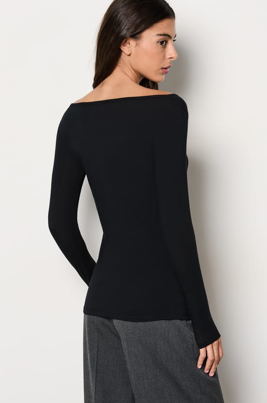 Long Sleeve Thermal Knit T-Shirt with Cashmere;${refinementColor}