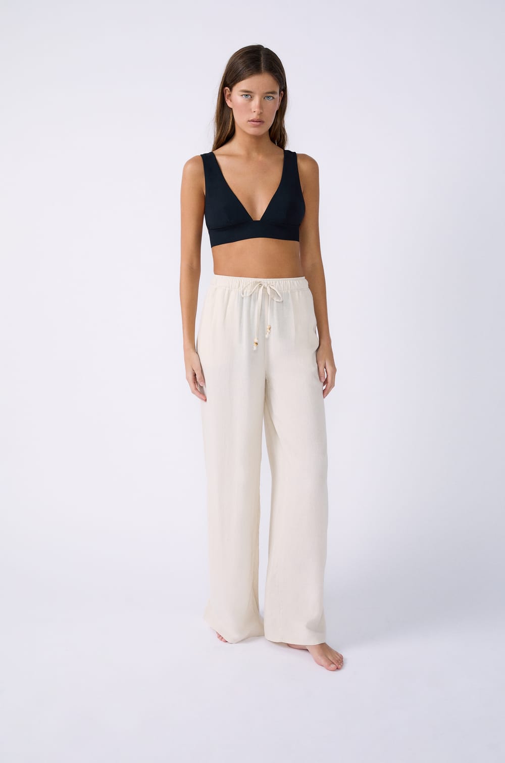 Wide-Leg Linen Pants;${refinementColor}
