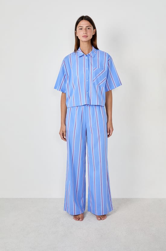 Chemise de pyjama manches courtes rayée;${refinementColor}