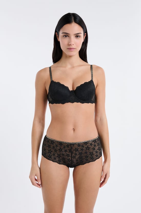 Boyshort in Lace with Iridescent Star Pattern;${refinementColor}