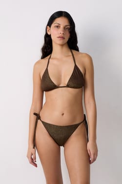 Glittery Triangle Bikini Top;${refinementColor}