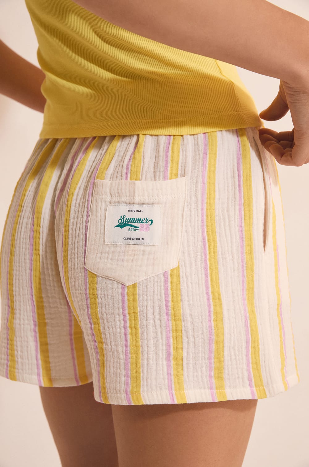 Short de pyjama &agrave; rayures en coton;${refinementColor}
