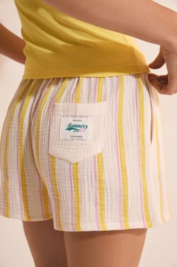 Short de pyjama &agrave; rayures en coton;${refinementColor}