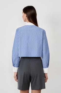 Chemise courte à rayures;${refinementColor}