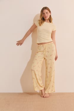 Pantalon de pyjama 7/8 &agrave; motifs;${refinementColor}