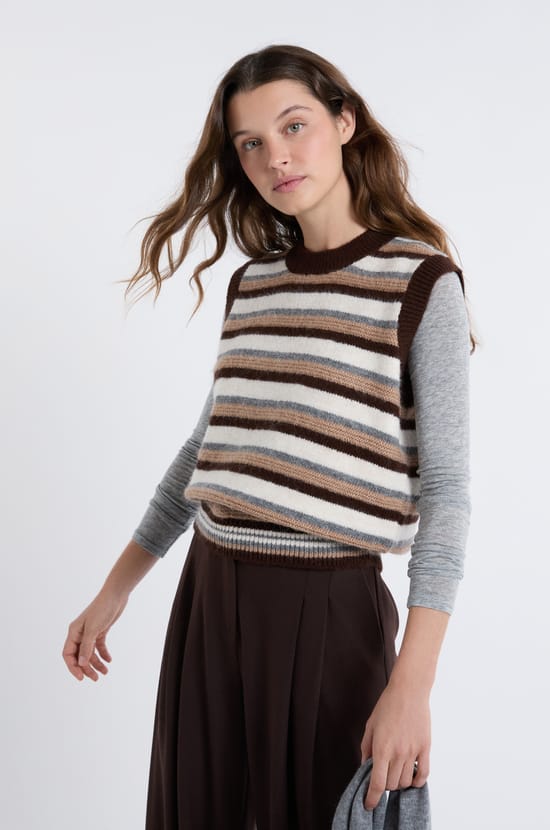 Sleeveless Striped Sweater;${refinementColor}