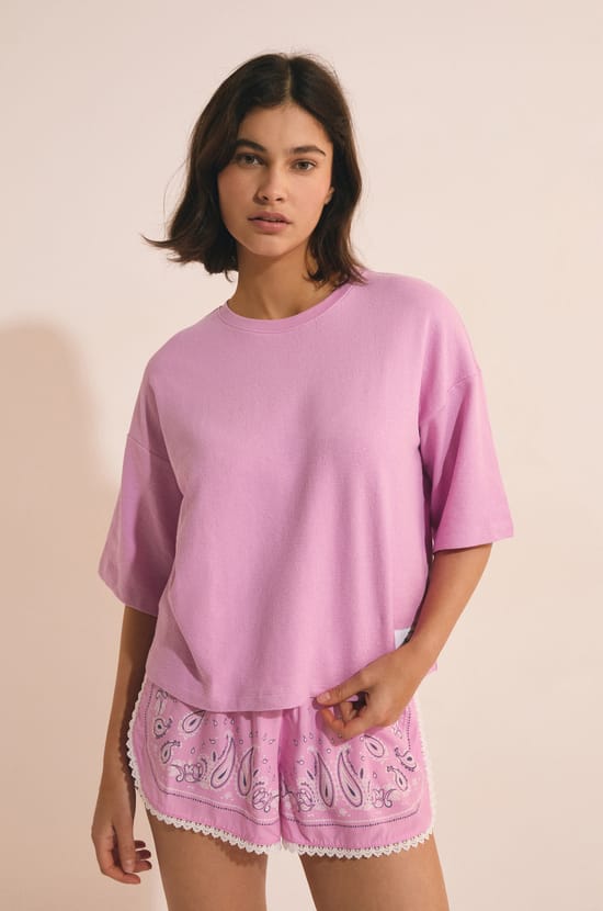 T-shirt de pyjama manches courtes en coton;${refinementColor}