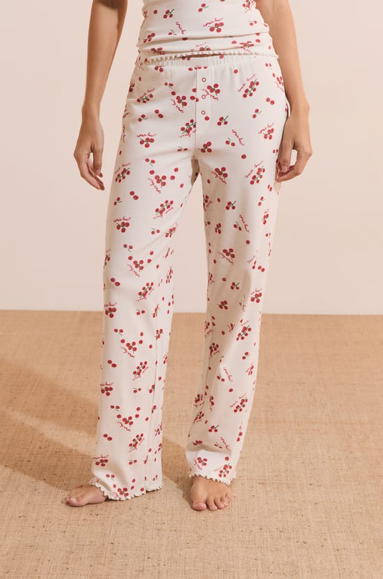 Pantalon de pyjama avec coton et motifs tomates;${refinementColor}
