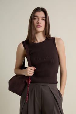 Ribbed Round Neck Tank Top;${refinementColor}