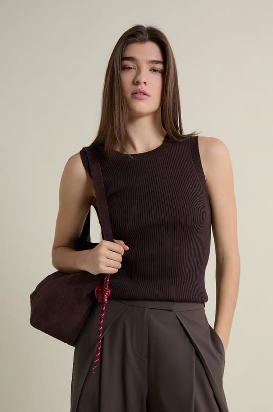 Ribbed Round Neck Tank Top;${refinementColor}