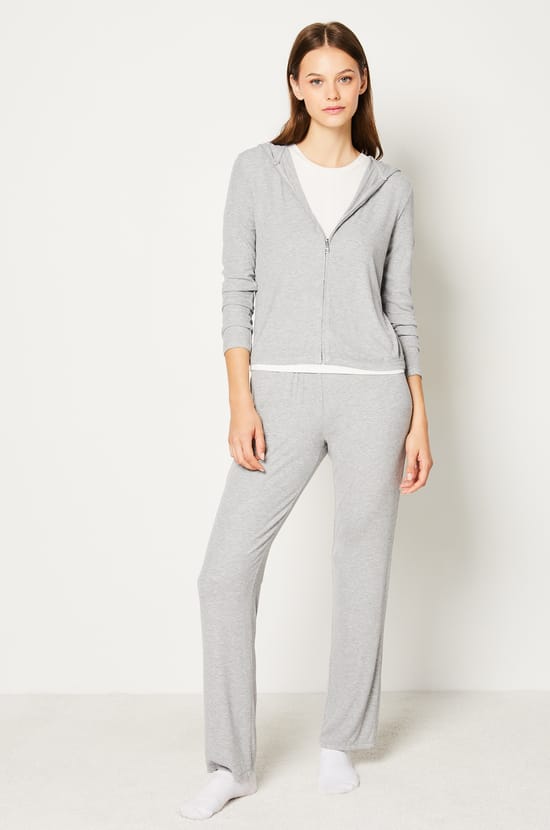 Hooded Zip-up Pyjama Sweatshirt;${refinementColor}