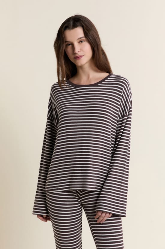 Striped Pajama Sweatshirt;${refinementColor}