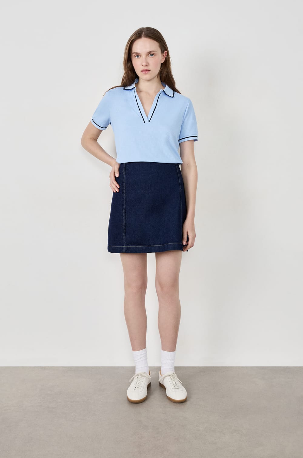 Polo manches courtes en coton;${refinementColor}