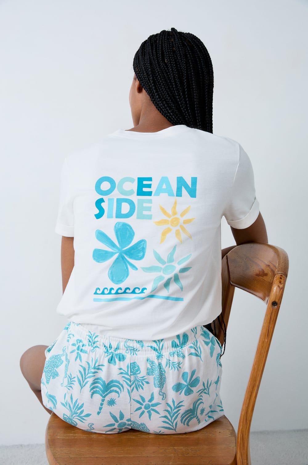 T-shirt de pyjama manches courtes en coton Ocean side;${refinementColor}