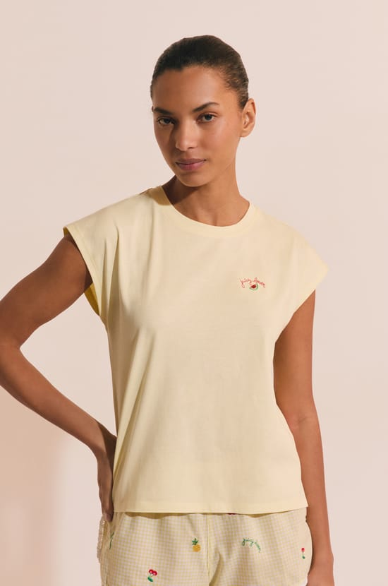 T-shirt de pyjama &agrave; inscription "juicy lover" en coton;${refinementColor}