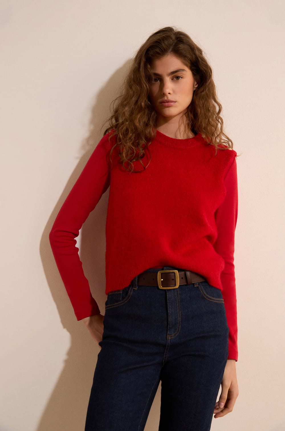 Pull sans manche avec laine;${refinementColor}