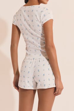 Cotton Pointelle Pyjama Shorts;${refinementColor}