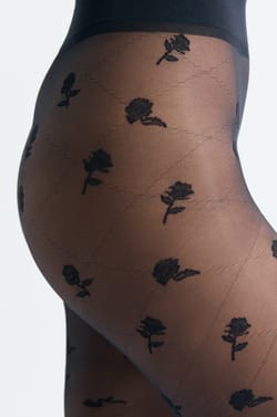 Collant transparent &agrave; motifs fleurs;${refinementColor}