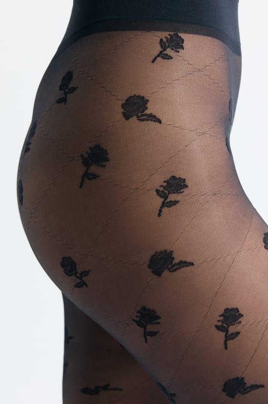 Collant transparent &agrave; motifs fleurs;${refinementColor}