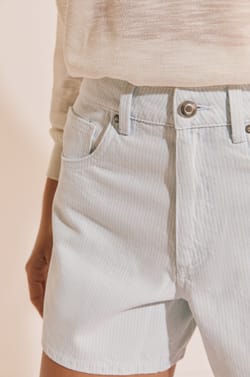 Short effet jean en coton &agrave; rayures;${refinementColor}