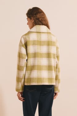 Manteau court &agrave; carreaux;${refinementColor}