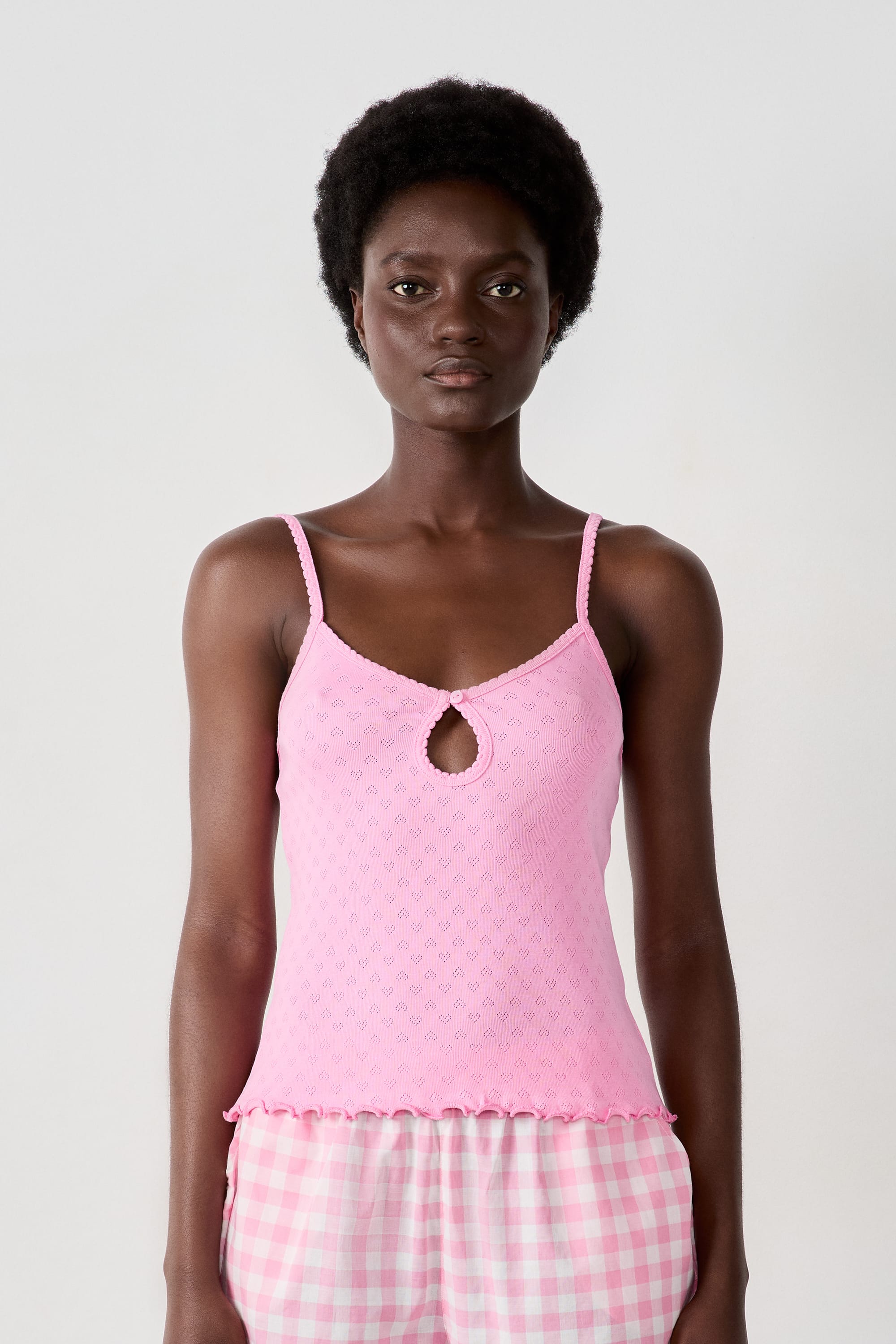 Cotton Tank Top Pointelle - CHERRY - ROSE BONBON - ETAM