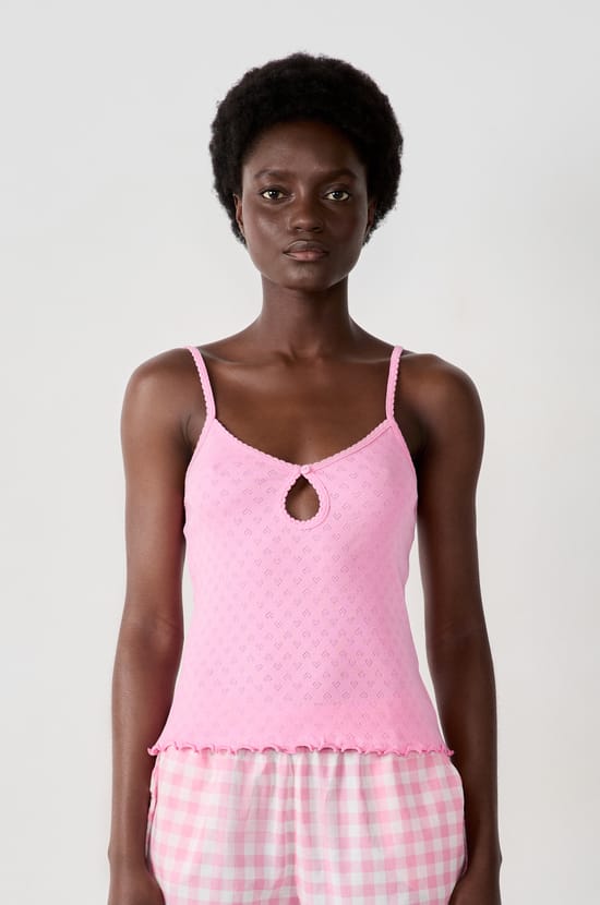 Débardeur en coton en pointelle;${refinementColor}