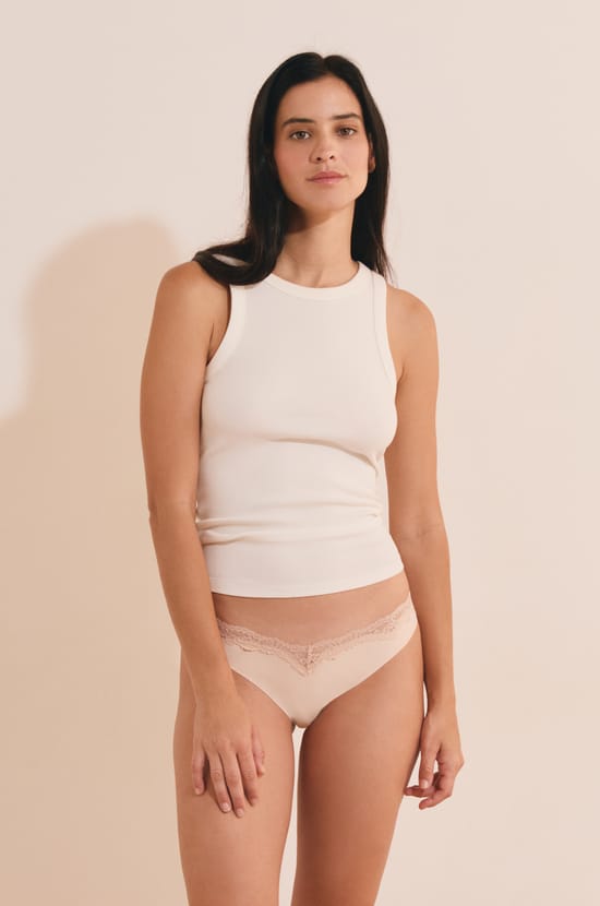 Culotte avec d&eacute;tail dentelle;${refinementColor}
