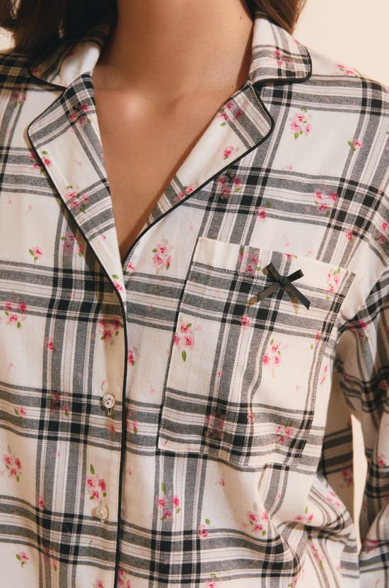 Chemise de pyjama &agrave; carreaux avec coton;${refinementColor}