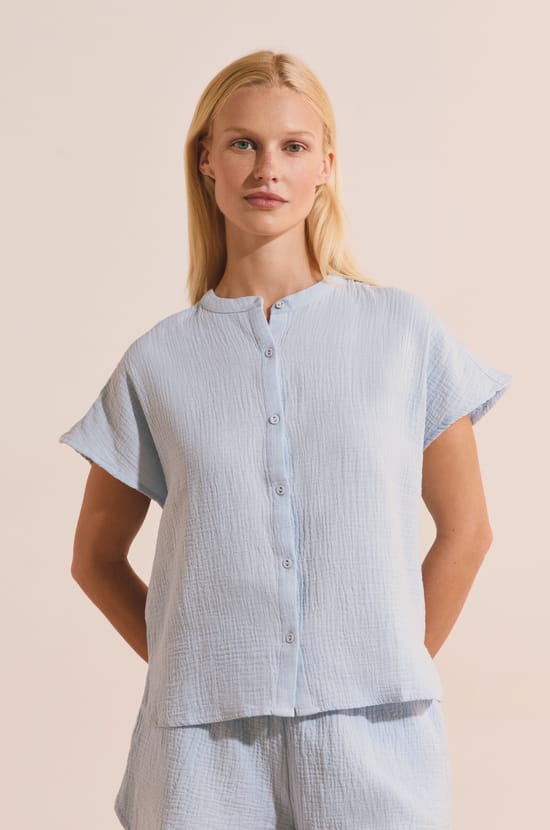 Chemise de pyjama en gaze de coton;${refinementColor}