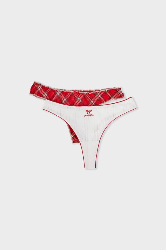 Lot de 2 tangas en coton;${refinementColor}
