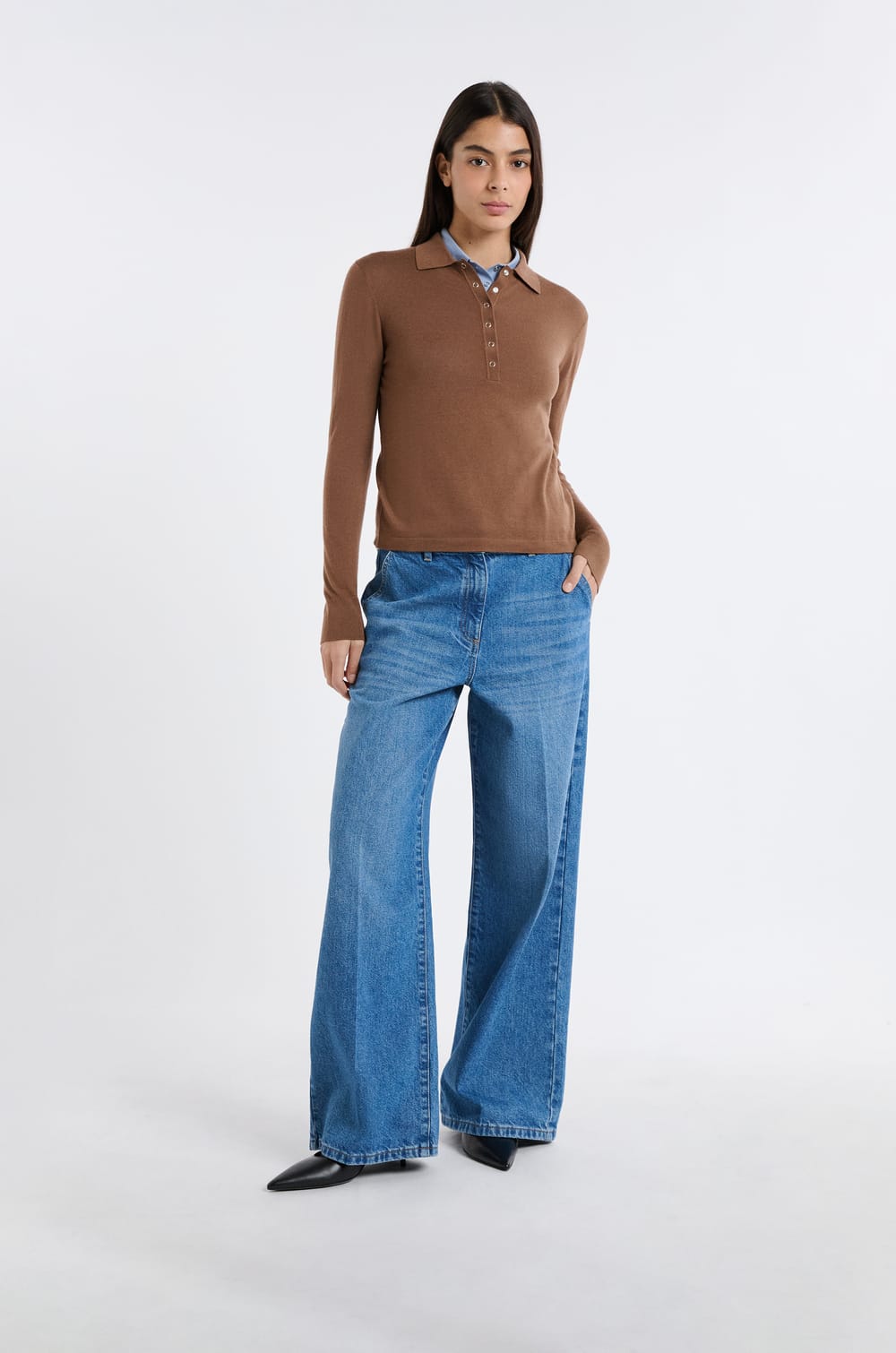 Polo manches longues 100% laine;${refinementColor}