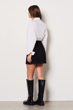 Short ribbed skirt;${refinementColor}