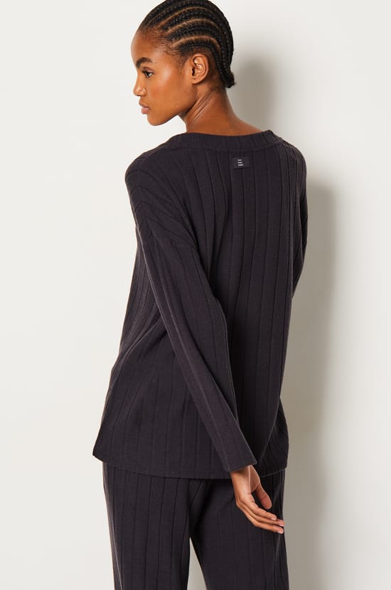 Gerippter Pyjama-Sweatshirt;${refinementColor}