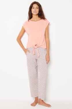 Tie-front Pyjama Top;${refinementColor}