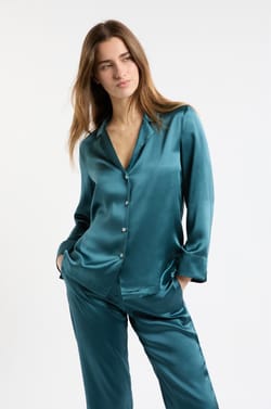 Chemise de pyjama manches longues en soie;${refinementColor}