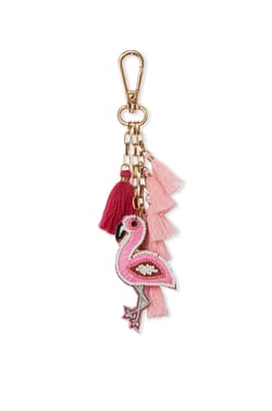 Porte-cl&eacute;s perl&eacute;s flamant rose;${refinementColor}