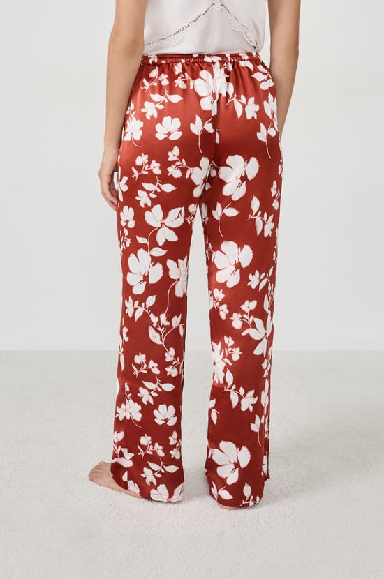 Pantalon de pyjama satiné à imprimés;${refinementColor}