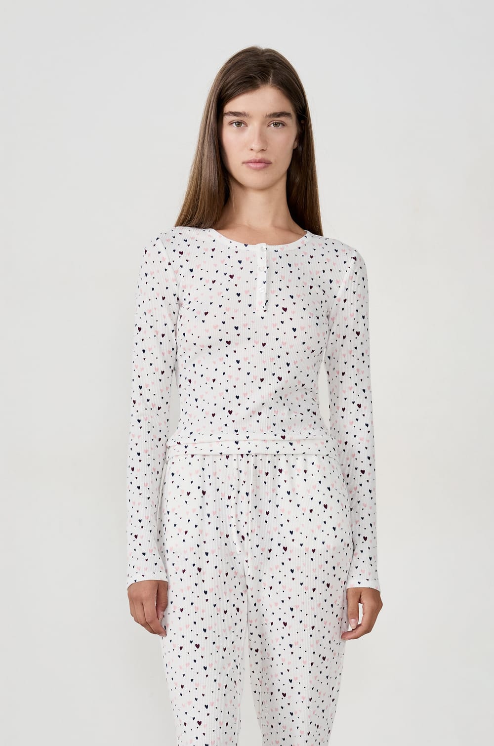 T-shirt de pyjama imprimé cœurs;${refinementColor}