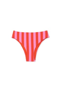 High-Waisted Striped Bikini Bottoms;${refinementColor}