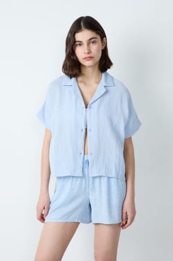 Camisa de pijama de algodón de manga corta;${refinementColor}
