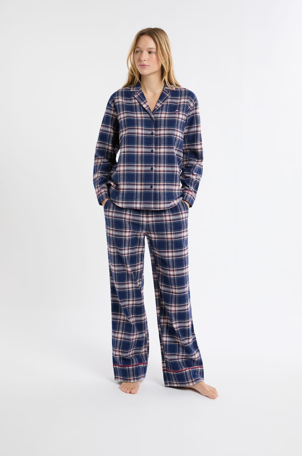Checkered Cotton Pyjama Shirt;${refinementColor}